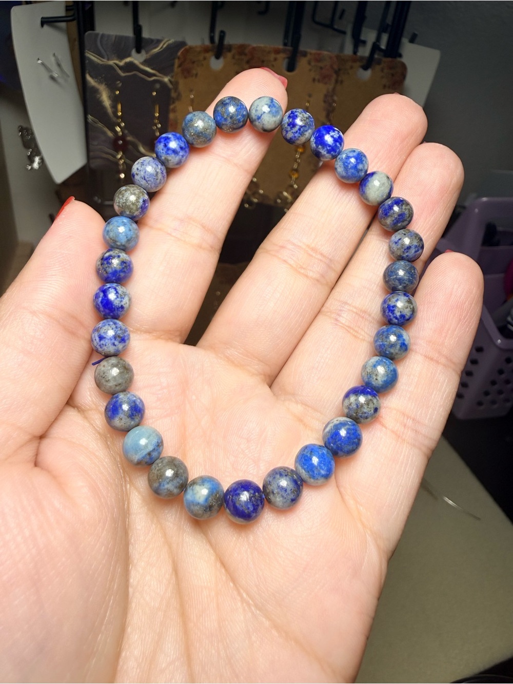 6mm Lapis Lazuli Bracelet Natural Blue Stone Beaded Bracelet